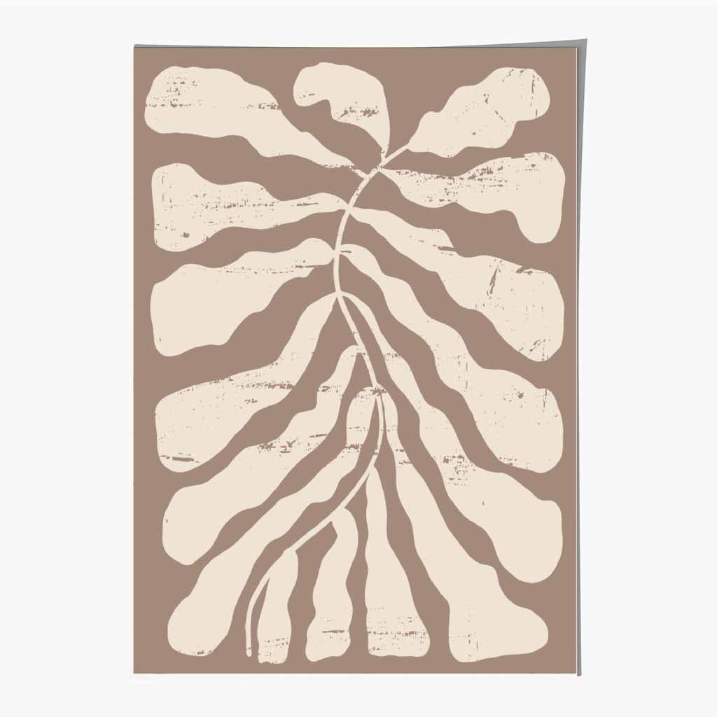 Modern Abstract Beige, Cream Floral Shape No 1 Art Print | Wall Art Plaza