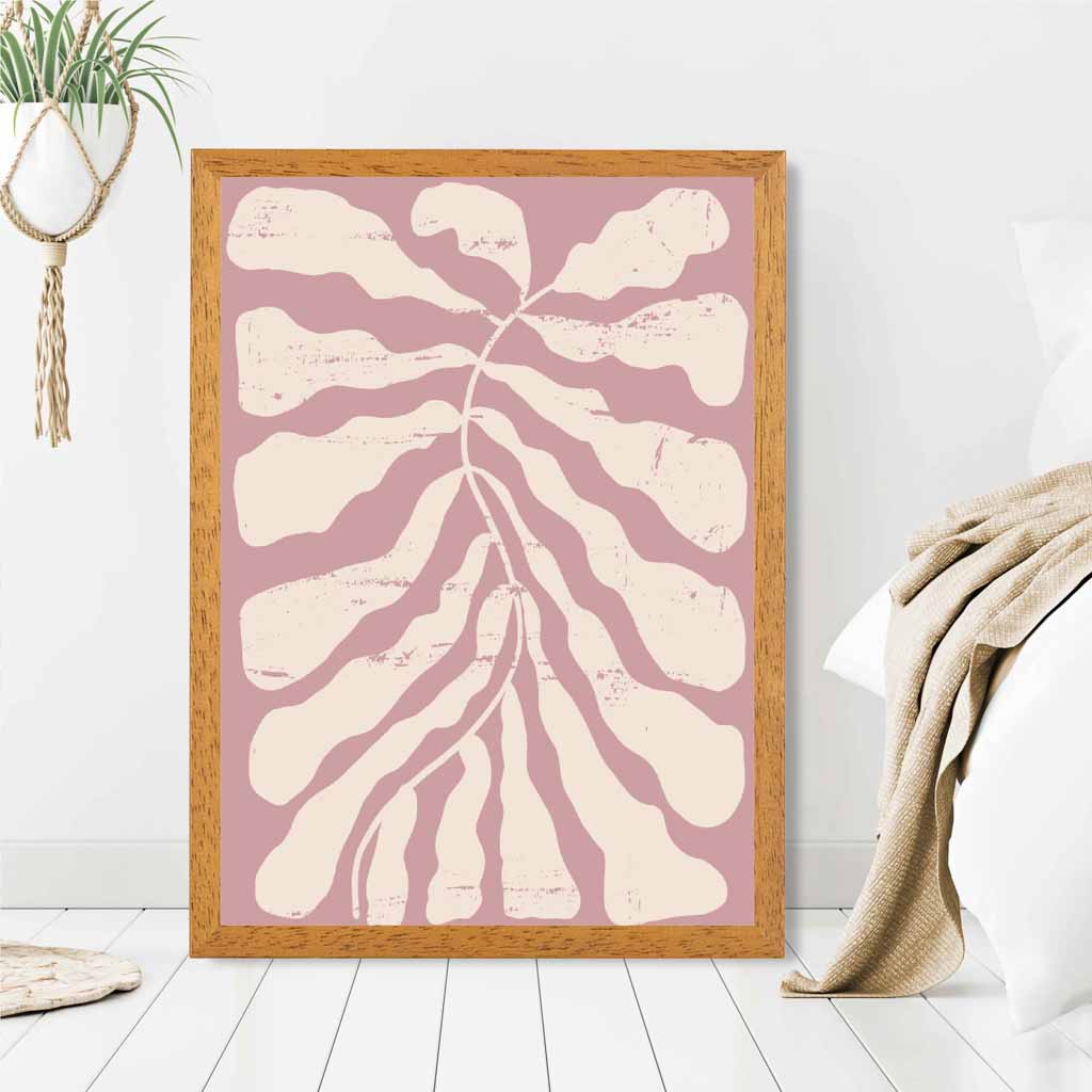 Modern Abstract Pink, Cream Floral Shape No 4 Art Print | Wall Art Plaza