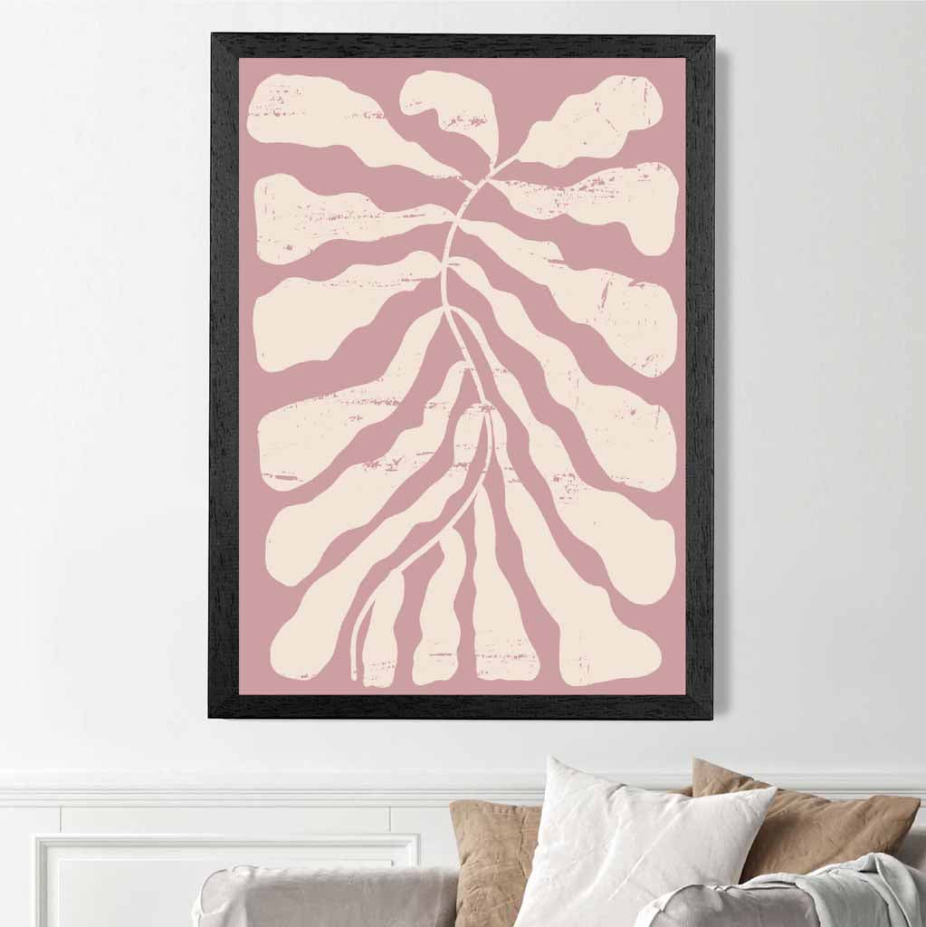 Modern Abstract Pink, Cream Floral Shape No 4 Art Print | Wall Art Plaza