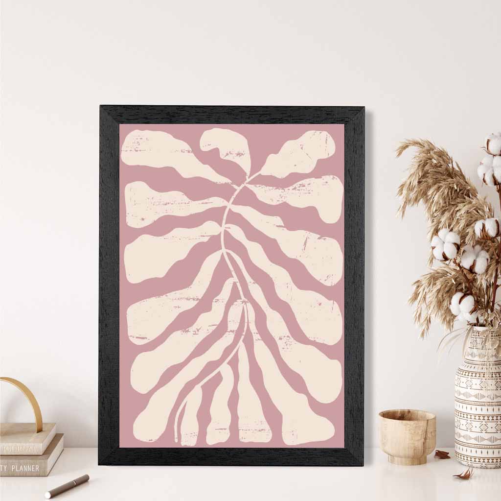 Modern Abstract Pink, Cream Floral Shape No 4 Art Print | Wall Art Plaza