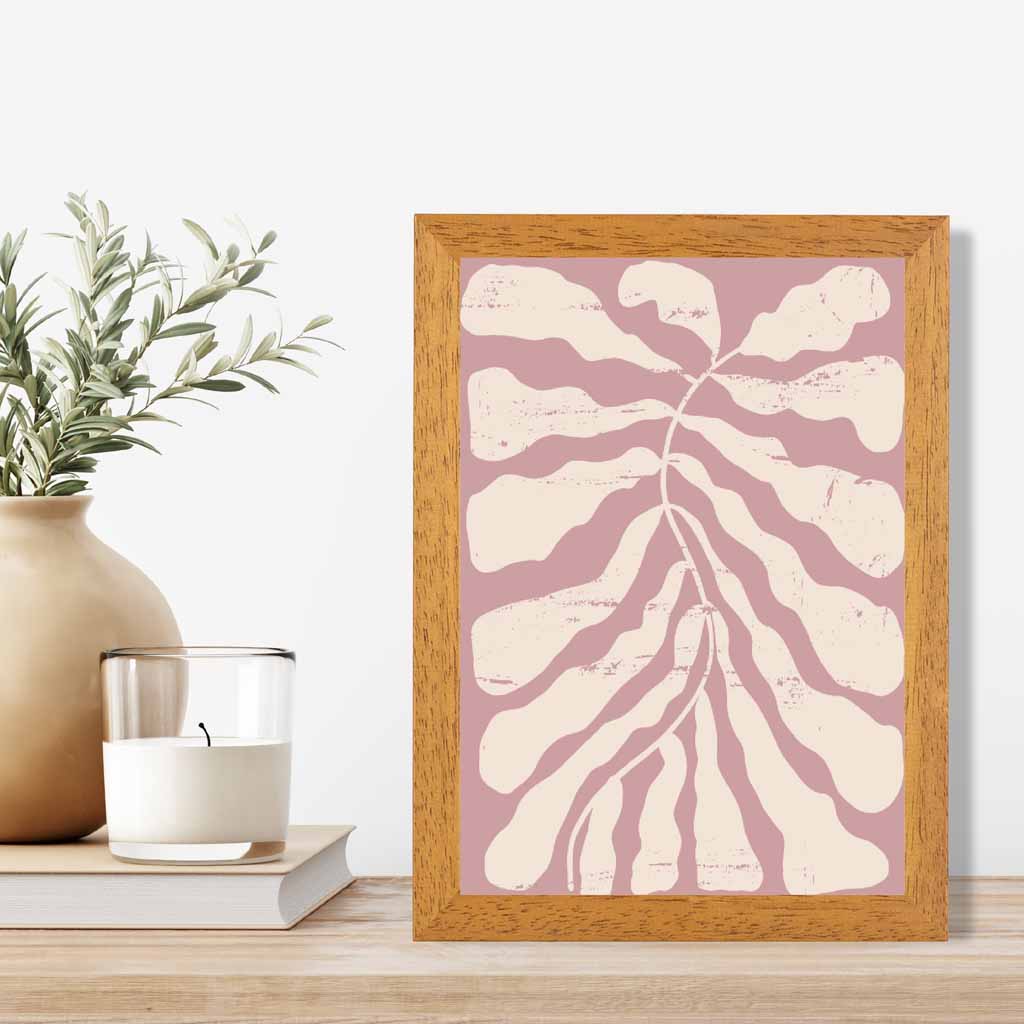 Modern Abstract Pink, Cream Floral Shape No 4 Art Print | Wall Art Plaza