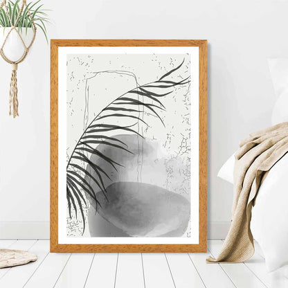 Abstract Black, Grey Graffitti Leaf No 1 Art Print | Wall Art Plaza