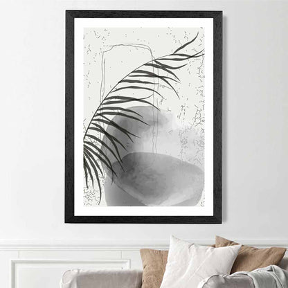 Abstract Black, Grey Graffitti Leaf No 1 Art Print | Wall Art Plaza