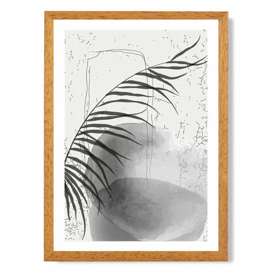 Abstract Black, Grey Graffitti Leaf No 1 Art Print | Wall Art Plaza