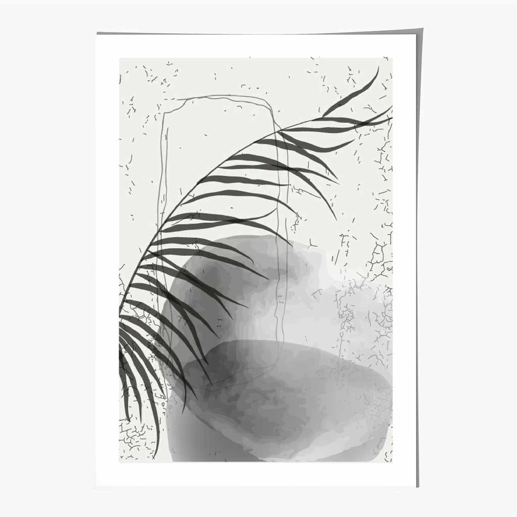 Abstract Black, Grey Graffitti Leaf No 1 Art Print | Wall Art Plaza