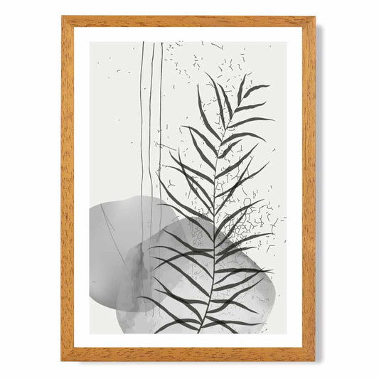 Abstract Black, Grey Graffitti Leaf No 2 Art Print | Wall Art Plaza