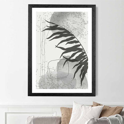 Abstract Black, Grey Graffitti Leaf No 3 Art Print | Wall Art Plaza