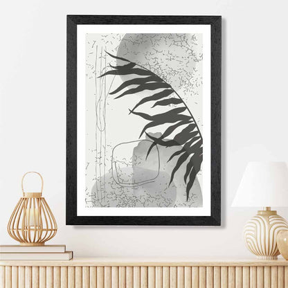 Abstract Black, Grey Graffitti Leaf No 3 Art Print | Wall Art Plaza