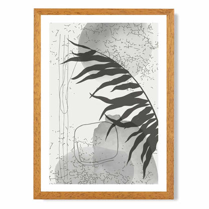 Abstract Black, Grey Graffitti Leaf No 3 Art Print | Wall Art Plaza