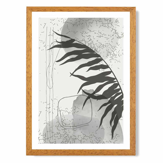 Abstract Black, Grey Graffitti Leaf No 3 Art Print | Wall Art Plaza