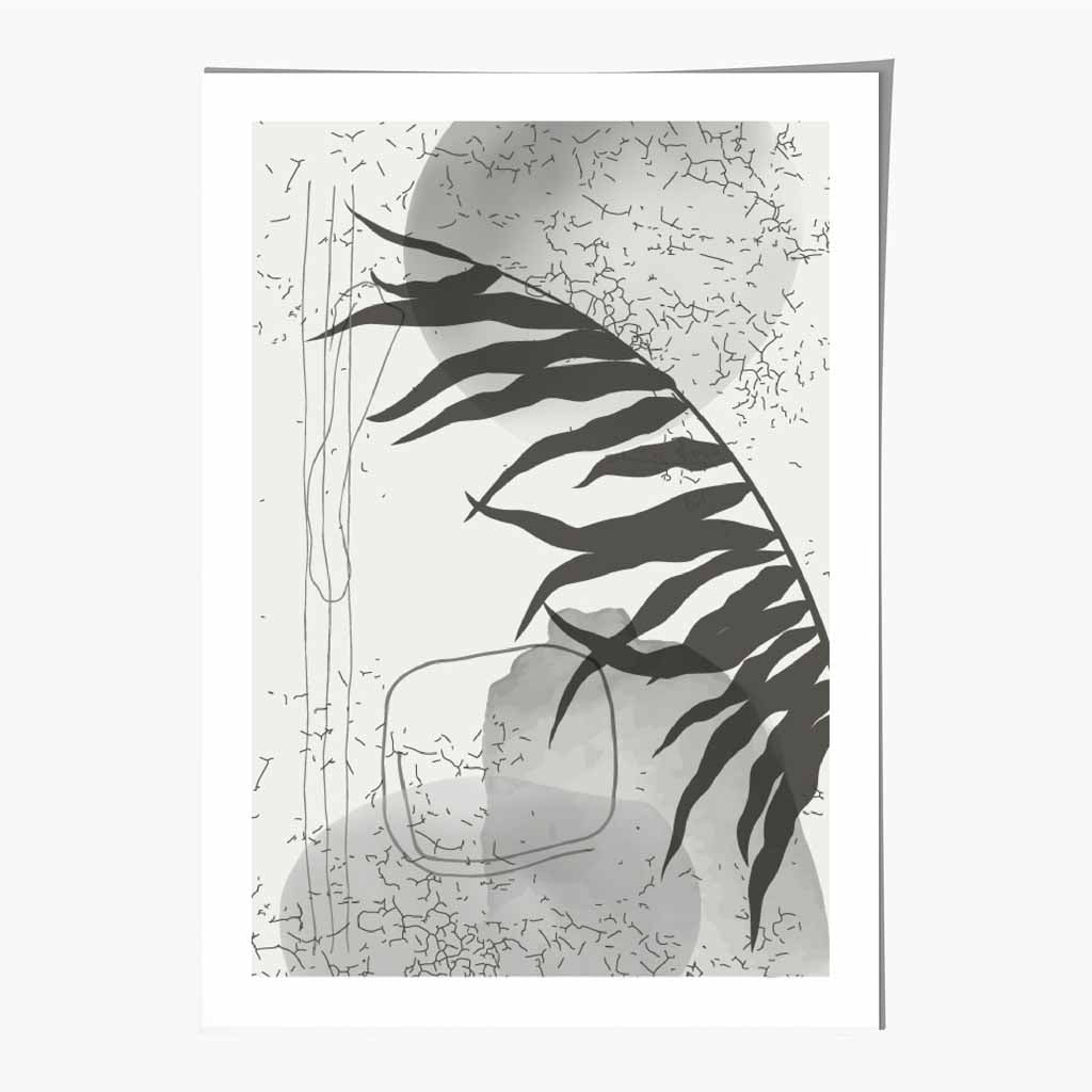 Abstract Black, Grey Graffitti Leaf No 3 Art Print | Wall Art Plaza