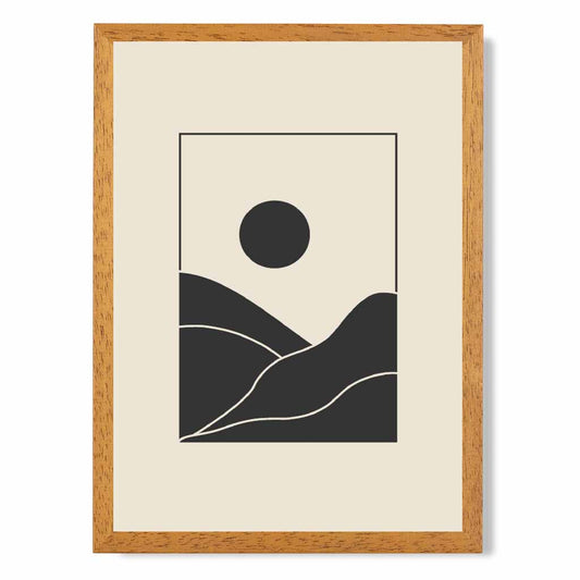 Minimal Line Art Black, Beige Mountains No 1 Art Print | Wall Art Plaza