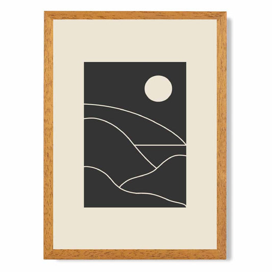 Minimal Line Art Black, Beige Mountains No 2 Art Print | Wall Art Plaza