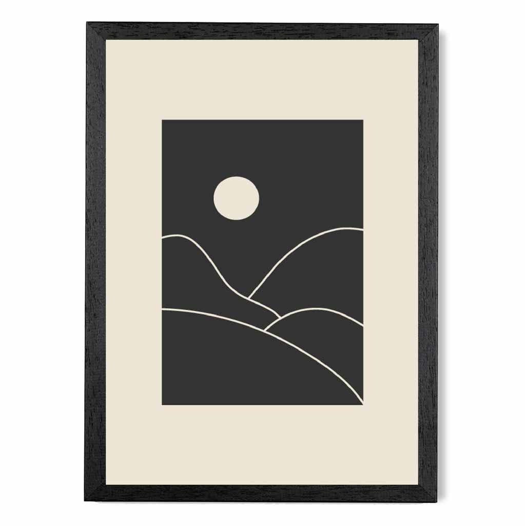 Minimal Line Art Black, Beige Mountains No 3 Art Print | Wall Art Plaza