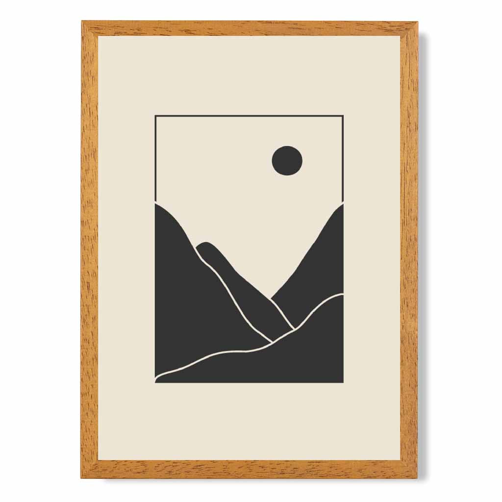 Minimal Line Art Black, Beige Mountains No 3 Art Print | Wall Art Plaza