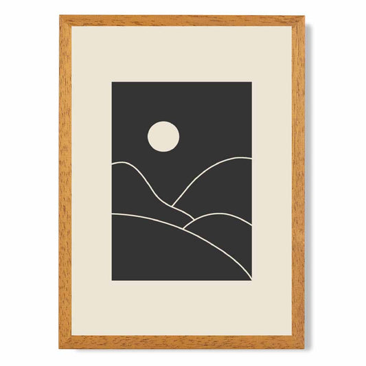 Minimal Line Art Black, Beige Mountains No 4 Art Print | Wall Art Plaza