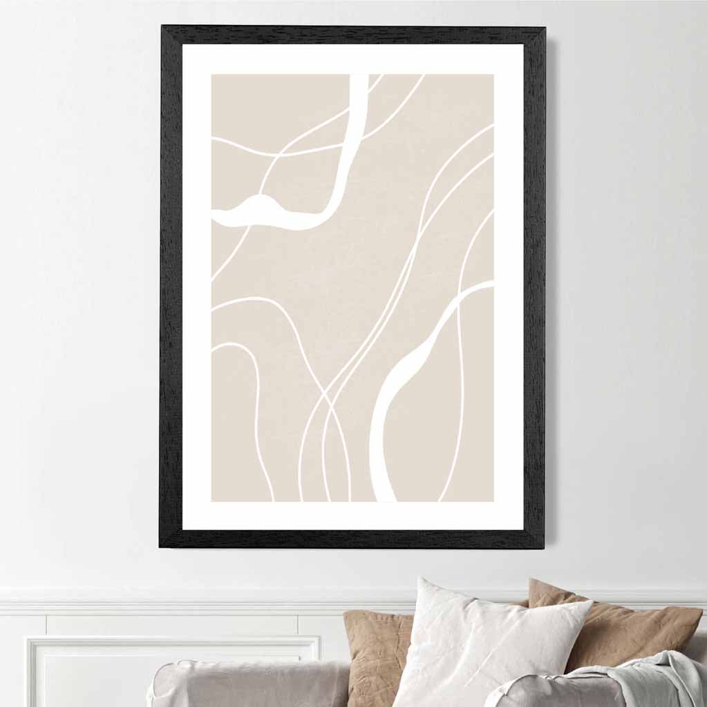 Abstract Beige, White Lines No 1 Art Print | Wall Art Plaza