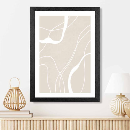 Abstract Beige, White Lines No 1 Art Print | Wall Art Plaza