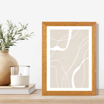 Abstract Beige, White Lines No 1 Art Print | Wall Art Plaza