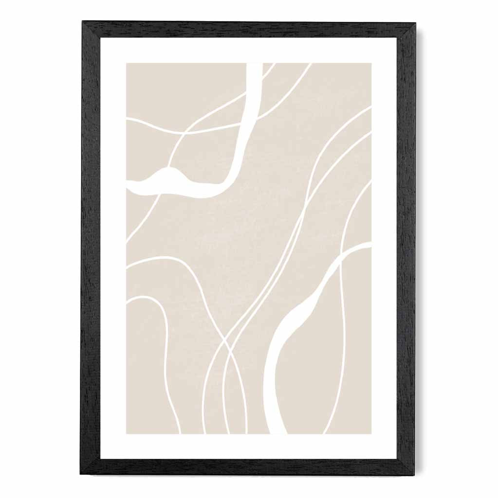 Abstract Beige, White Lines No 1 Art Print | Wall Art Plaza