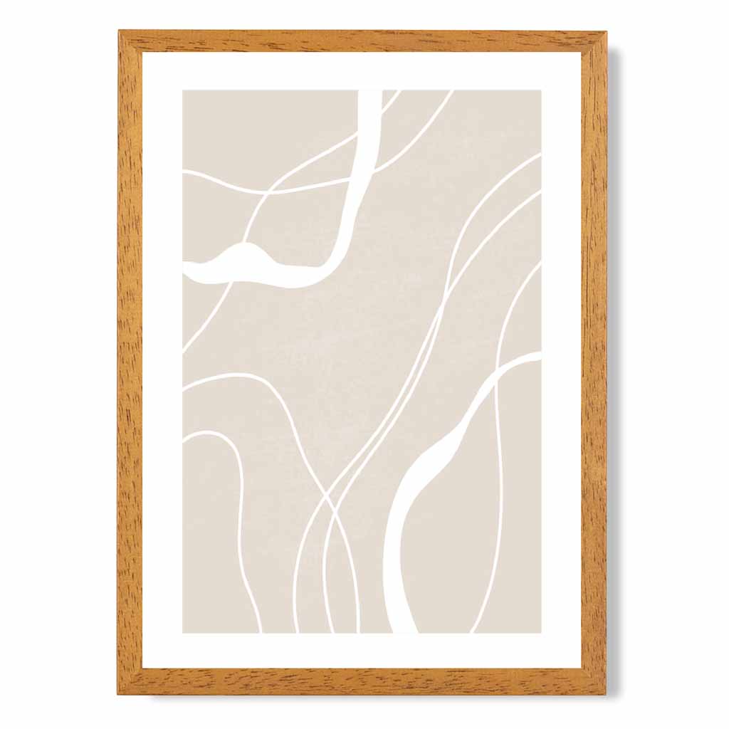 Abstract Beige, White Lines No 1 Art Print | Wall Art Plaza