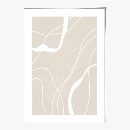 Abstract Beige, White Lines No 1 Art Print | Wall Art Plaza