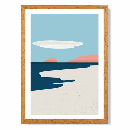 Abstract Blue, Pink Beach No 1 Art Print | Wall Art Plaza