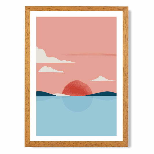 Abstract Blue, Pink Beach No 2 Art Print | Wall Art Plaza