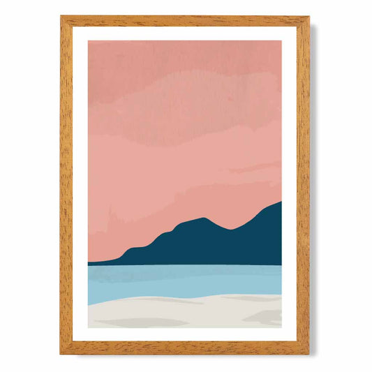 Abstract Blue, Pink Beach No 4 Art Print | Wall Art Plaza