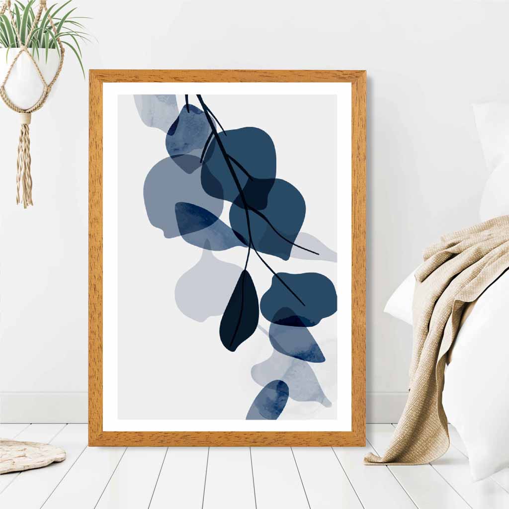 Modern Abstract Blue Flowers No 1 Art Print | Wall Art Plaza