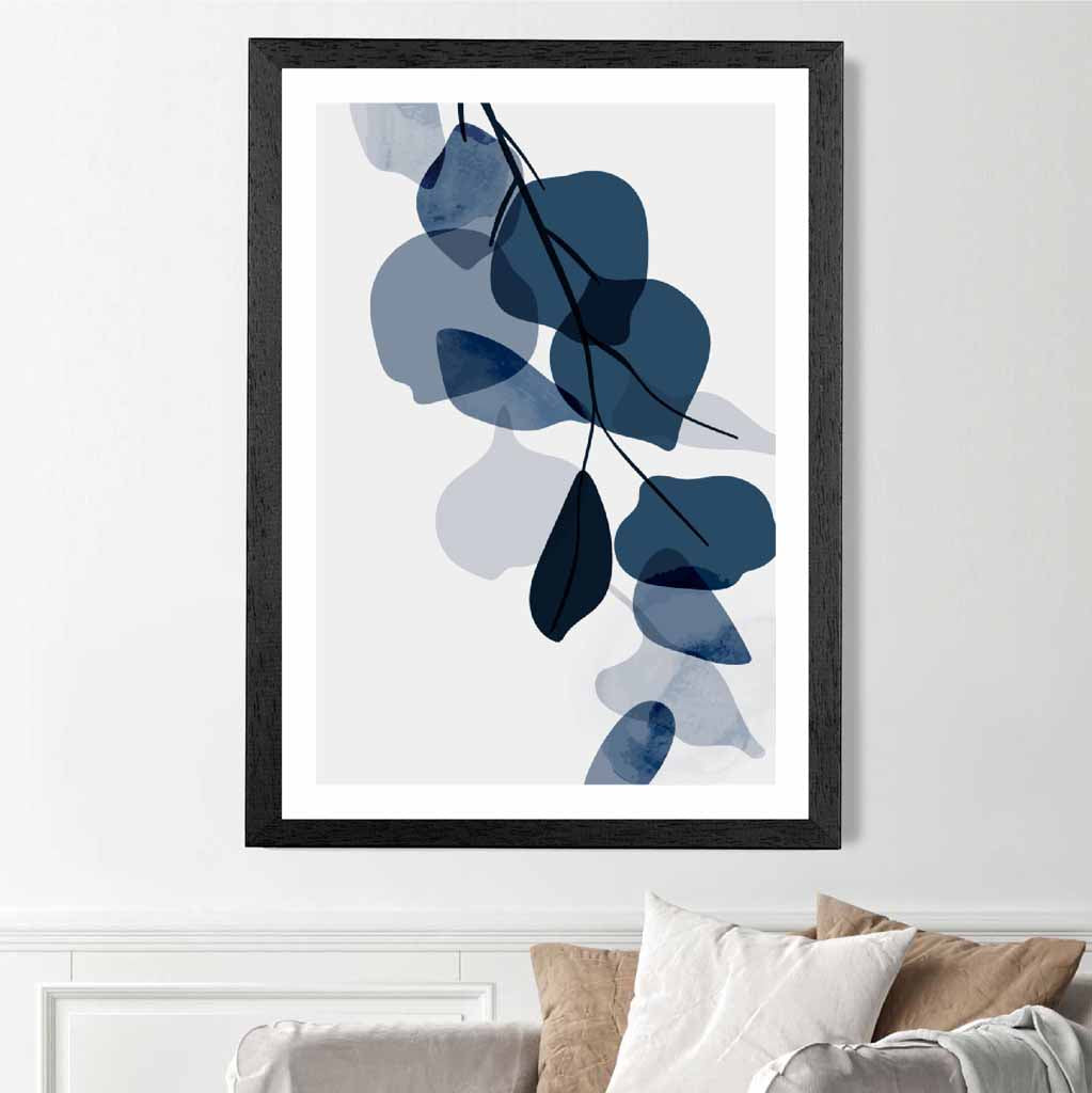 Modern Abstract Blue Flowers No 1 Art Print | Wall Art Plaza