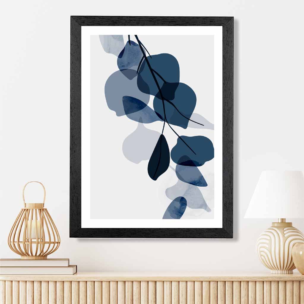 Modern Abstract Blue Flowers No 1 Art Print | Wall Art Plaza