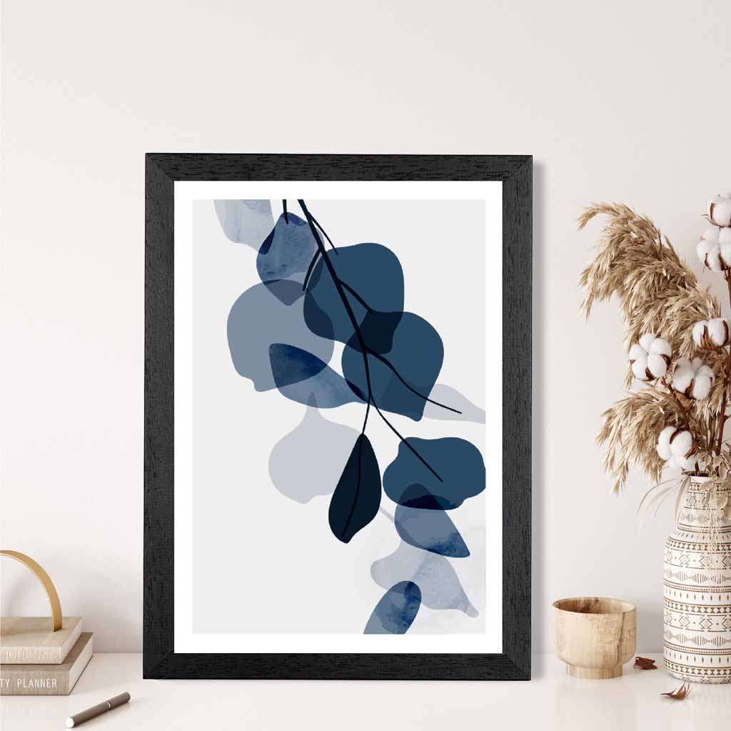 Modern Abstract Blue Flowers No 1 Art Print | Wall Art Plaza