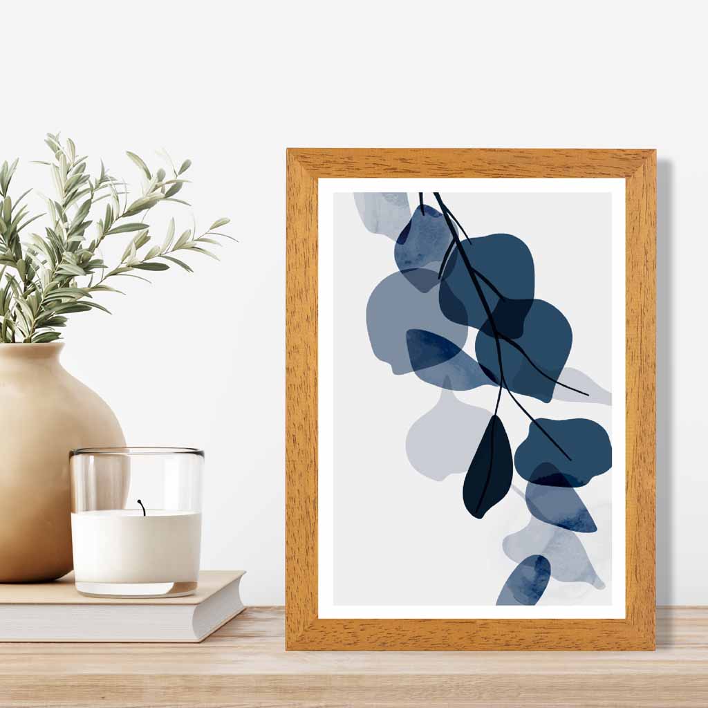 Modern Abstract Blue Flowers No 1 Art Print | Wall Art Plaza