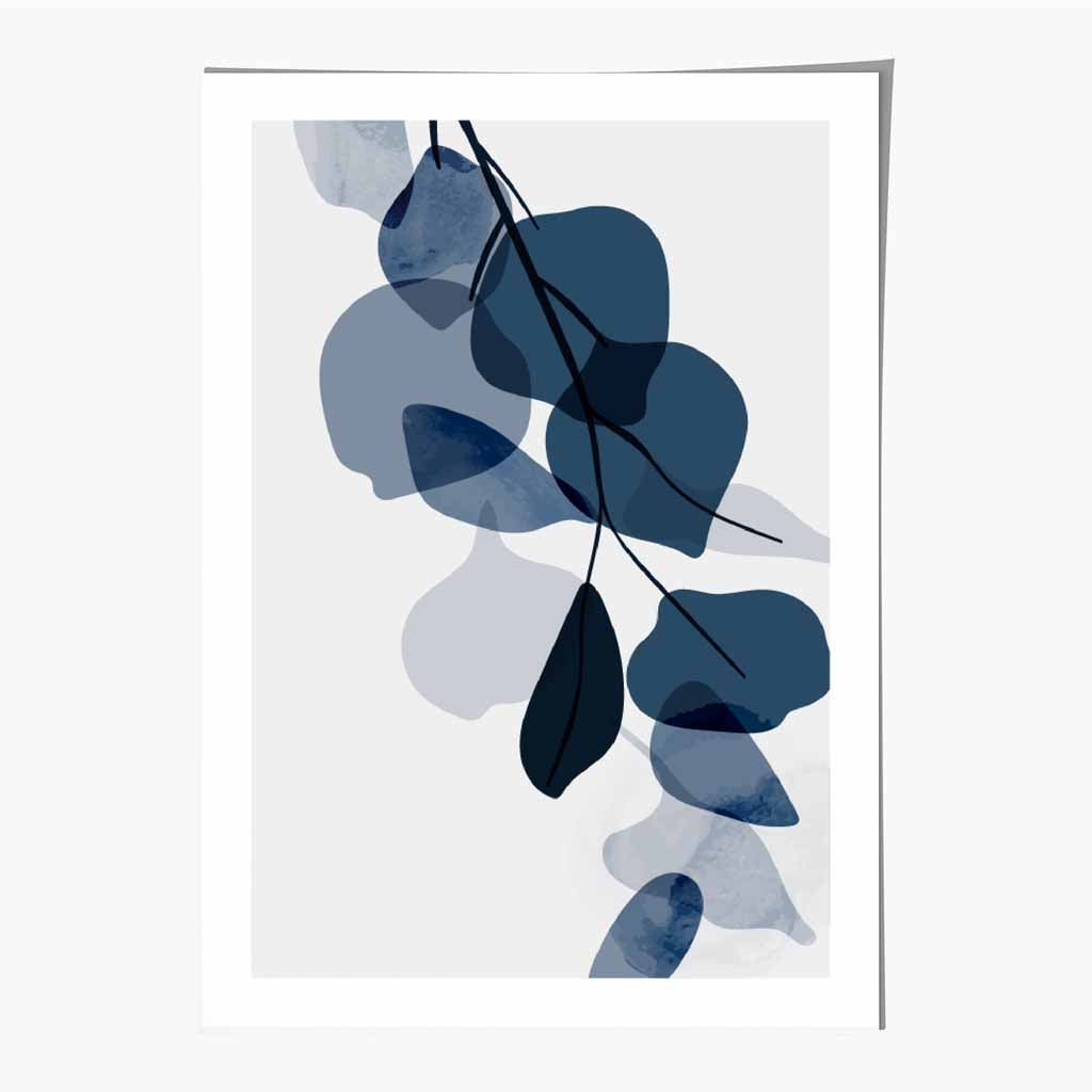 Modern Abstract Blue Flowers No 1 Art Print | Wall Art Plaza