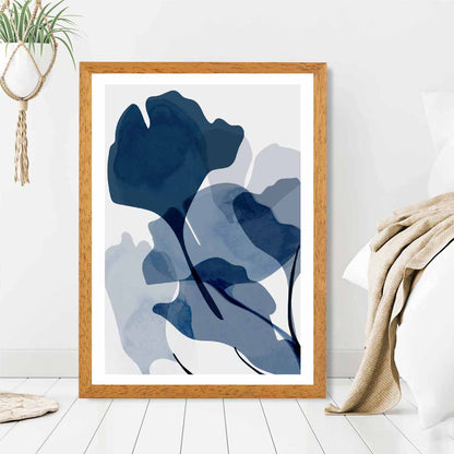 Modern Abstract Blue Flowers No 2 Art Print | Wall Art Plaza