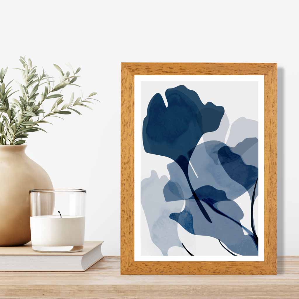 Modern Abstract Blue Flowers No 2 Art Print | Wall Art Plaza