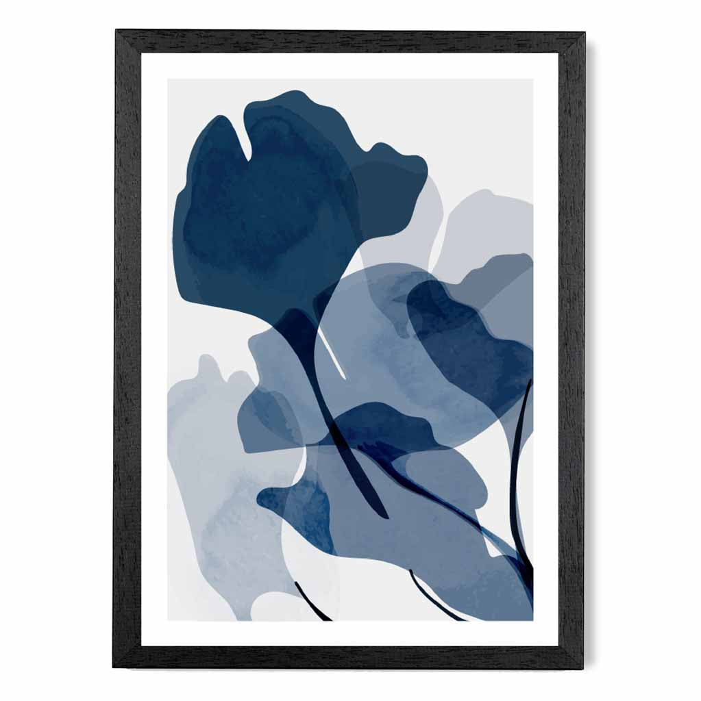 Modern Abstract Blue Flowers No 2 Art Print | Wall Art Plaza