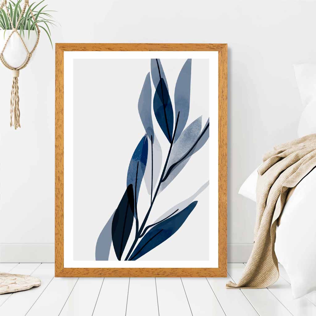 Modern Abstract Blue Flowers No 3 Art Print | Wall Art Plaza