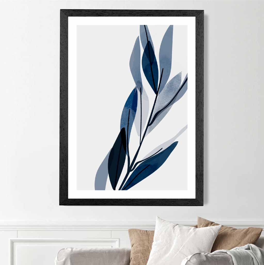 Modern Abstract Blue Flowers No 3 Art Print | Wall Art Plaza