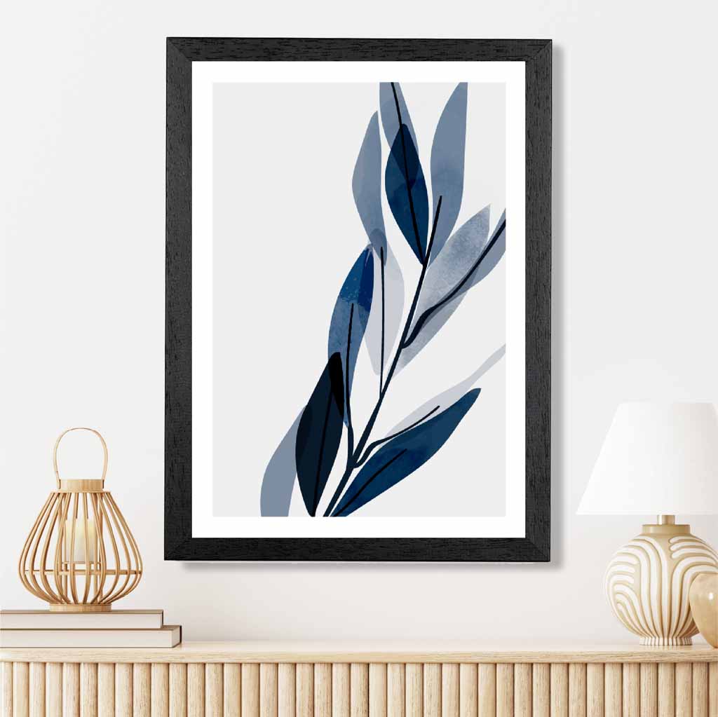 Modern Abstract Blue Flowers No 3 Art Print | Wall Art Plaza