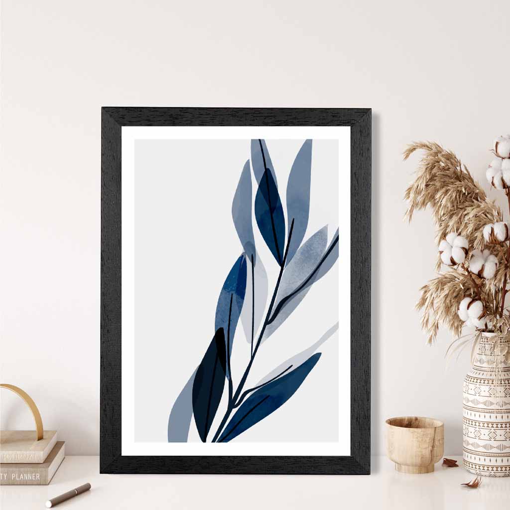 Modern Abstract Blue Flowers No 3 Art Print | Wall Art Plaza