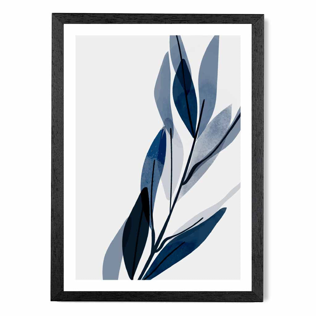 Modern Abstract Blue Flowers No 3 Art Print | Wall Art Plaza