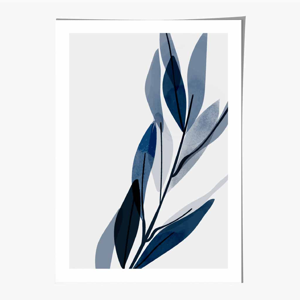 Modern Abstract Blue Flowers No 3 Art Print | Wall Art Plaza