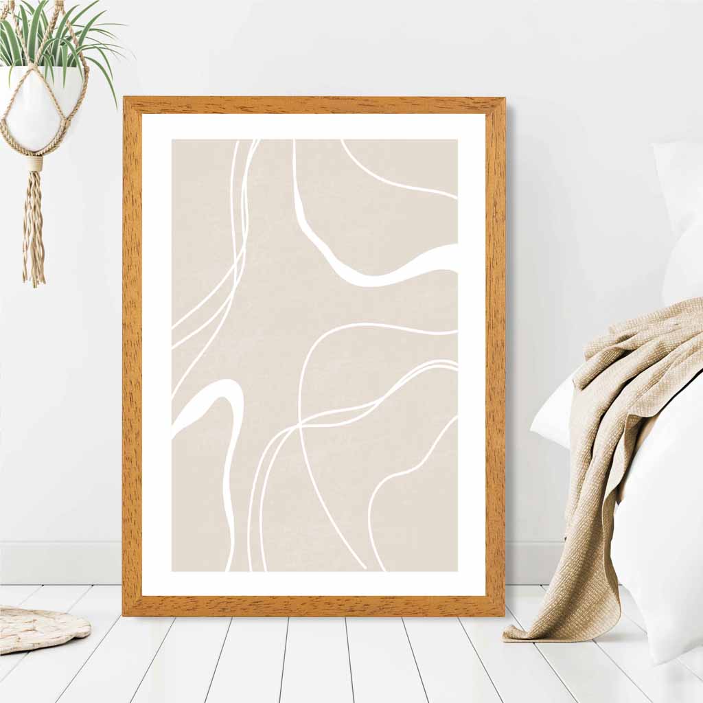 Abstract Beige, White Lines No 2 Art Print | Wall Art Plaza