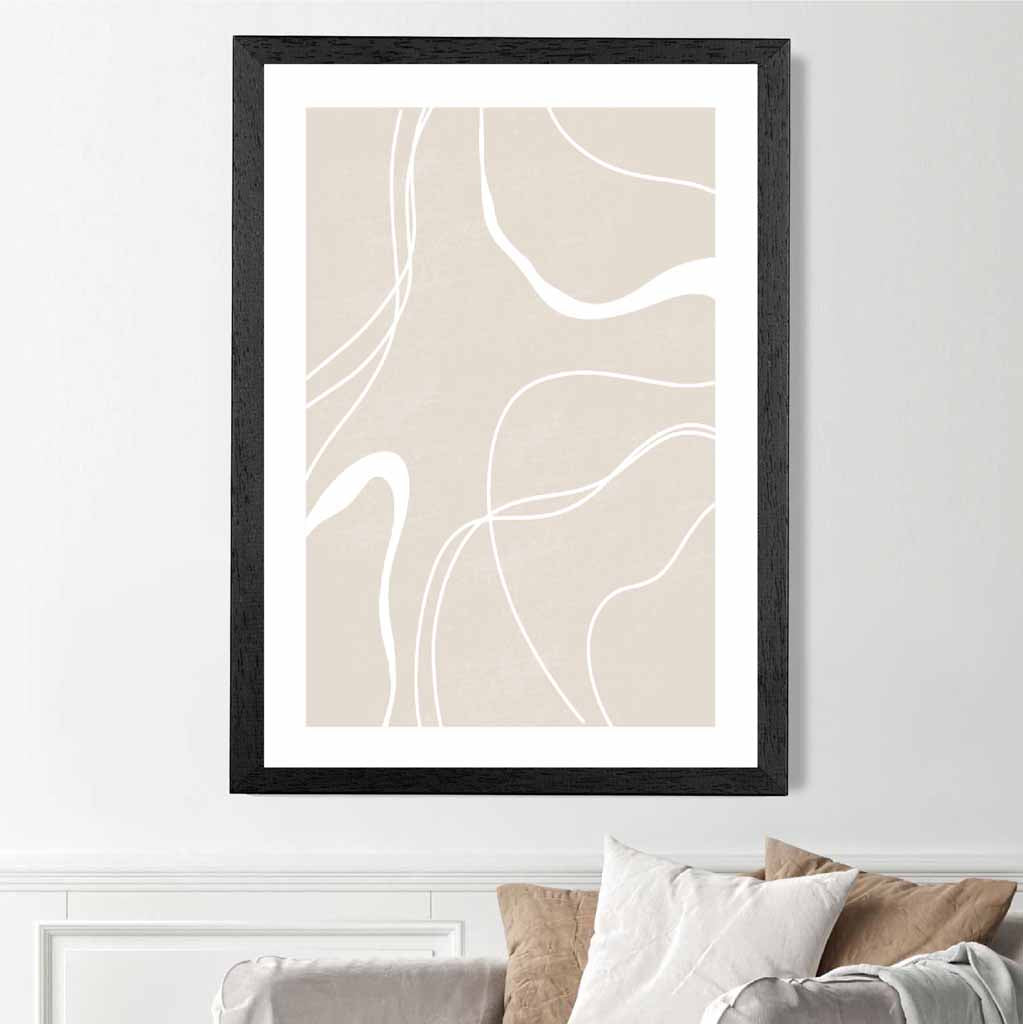 Abstract Beige, White Lines No 2 Art Print | Wall Art Plaza