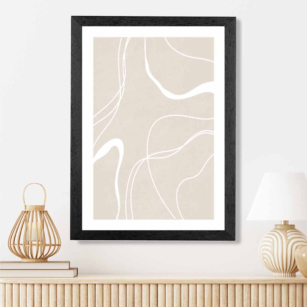 Abstract Beige, White Lines No 2 Art Print | Wall Art Plaza