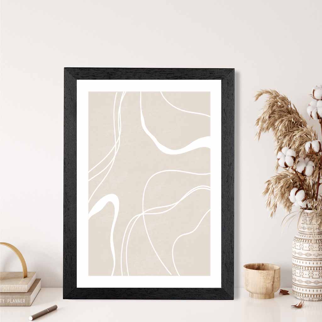 Abstract Beige, White Lines No 2 Art Print | Wall Art Plaza