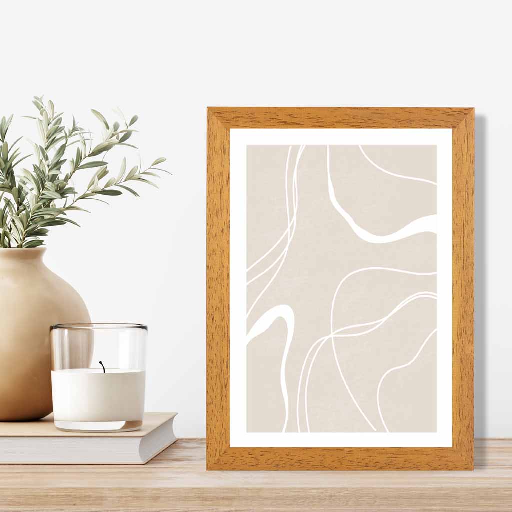 Abstract Beige, White Lines No 2 Art Print | Wall Art Plaza