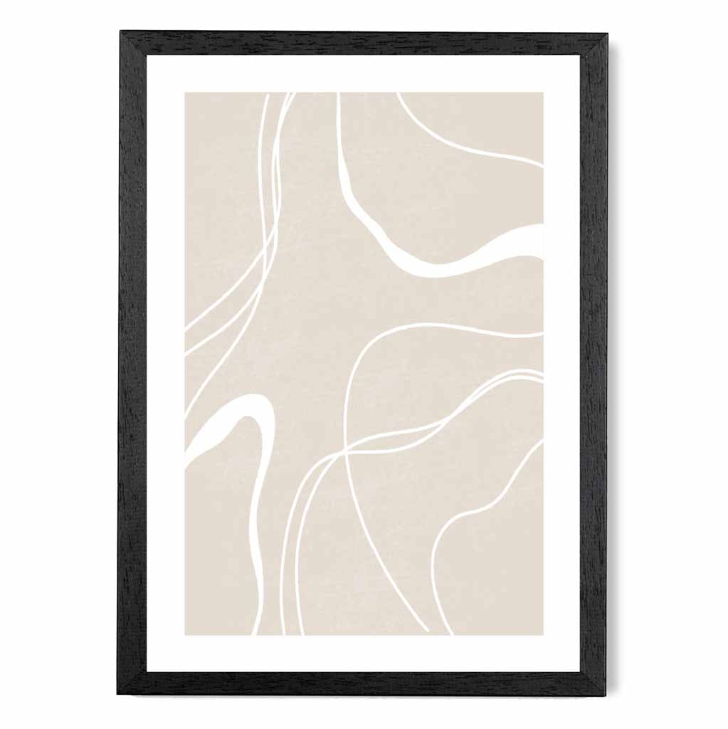 Abstract Beige, White Lines No 2 Art Print | Wall Art Plaza